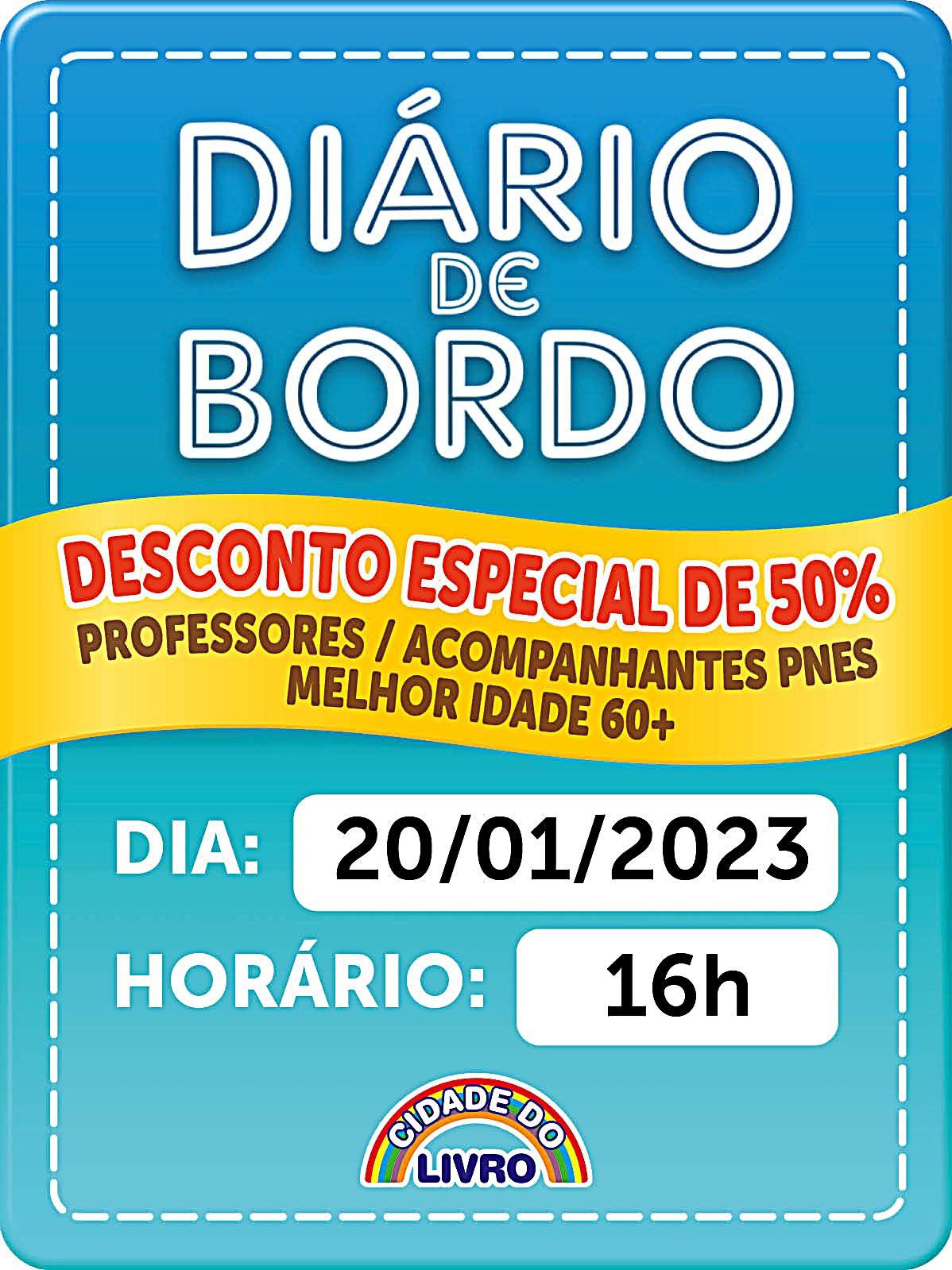 DIÁRIO DE BORDO - FAMÍLIAS - DIA 20/01 - INDIVIDUAL 50%